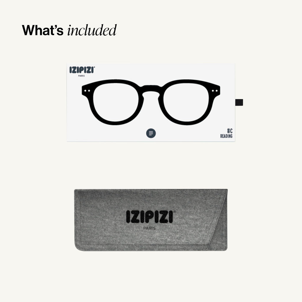 IZIPIZI READING #C Reading Glasses for Women and Men – Square Glasses with Anti-Scratch Lenses, Lightweight Fashion Frame (Black, 2.0, x)