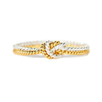 STORYJEWELLERY 925 Sterling Silver Rings for Women, Two Tone Knot Rings for Women, Dainty Gold and Silver Mixed Metal Ring, Mixed Metal Jewelry, Unique Gifts for Mom Daughter Sister or Friend, Size 7