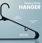 Utopia Home Plastic Hangers 50 Pack – Built-in Strap Hooks Black