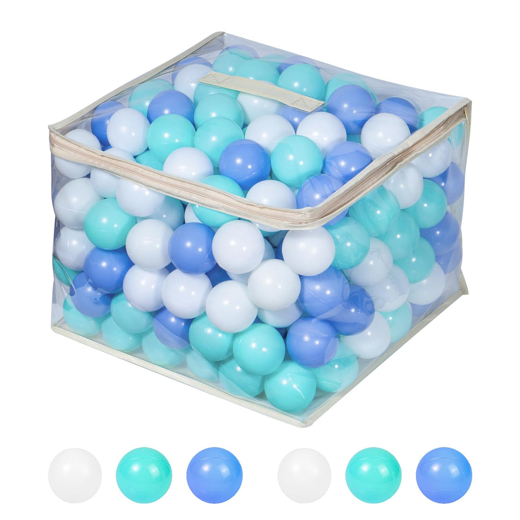 MoonxHome Ball Pit Balls for Toddlers & Dog, BPA Free Crush Proof Plastic Toy Balls for Ball Pit, Children's Pool Water Toys, Ideal Gift for Christmas Balls for Play Tent 2.15" 100pcs White&Green&Blue