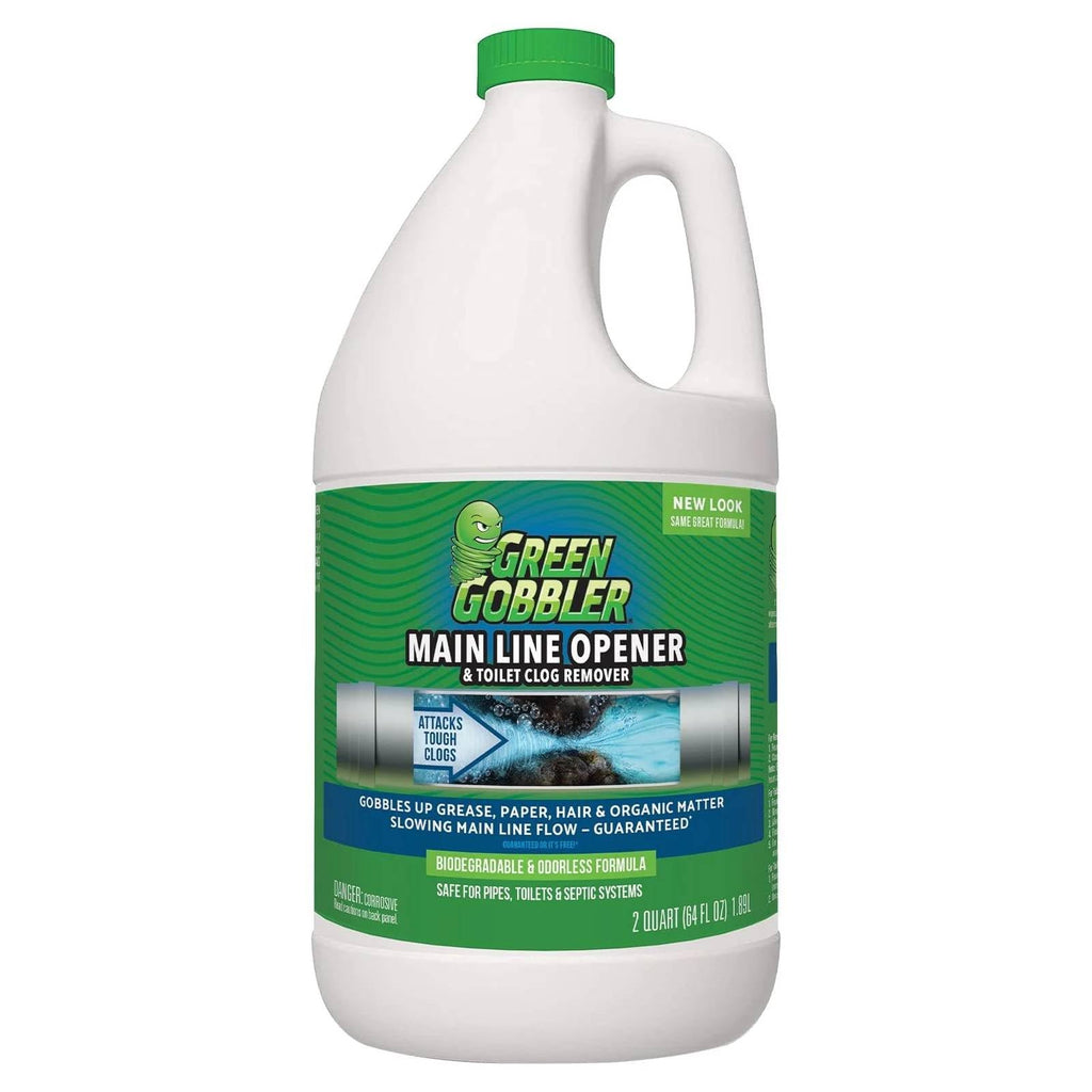 Green Gobbler Ultimate Main Drain Opener | Drain cleaner Hair Clog Remover | Works On Main Lines, Sinks, Tubs, Toilets, Showers, Kitchen Sinks | 64 fl. oz.