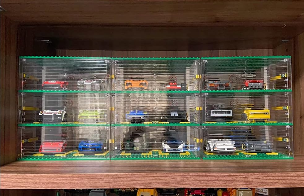 Parking Garage for Speed Champions Race Car, DIY 3-Layer Parking Display Case Building Blocks Set (Not Include Race Car Model)