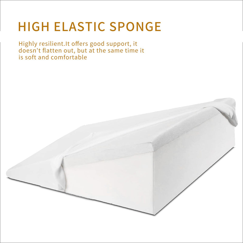 Cobplns Large Adults Pillow Wedge For Acid Reflux,Triangle Foam Wedge Body Support Incline Cushion To Elevate Upper Body,Acid Reflux Wedge Pillow For Sleeping,5" High, 26" Wide,White