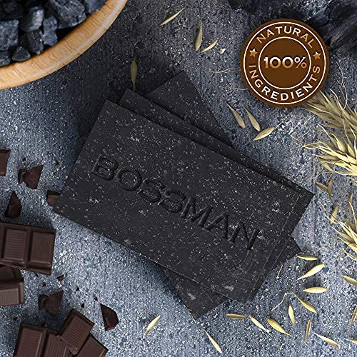 6 Pack Bossman Mens Bar Soap 4-in-1 All Natural Organic Beard Wash, Shampoo, Body Wash, Shaving and Bath Soap - Essential Beard Care, Scent- Eucalyptus and Tea Tree