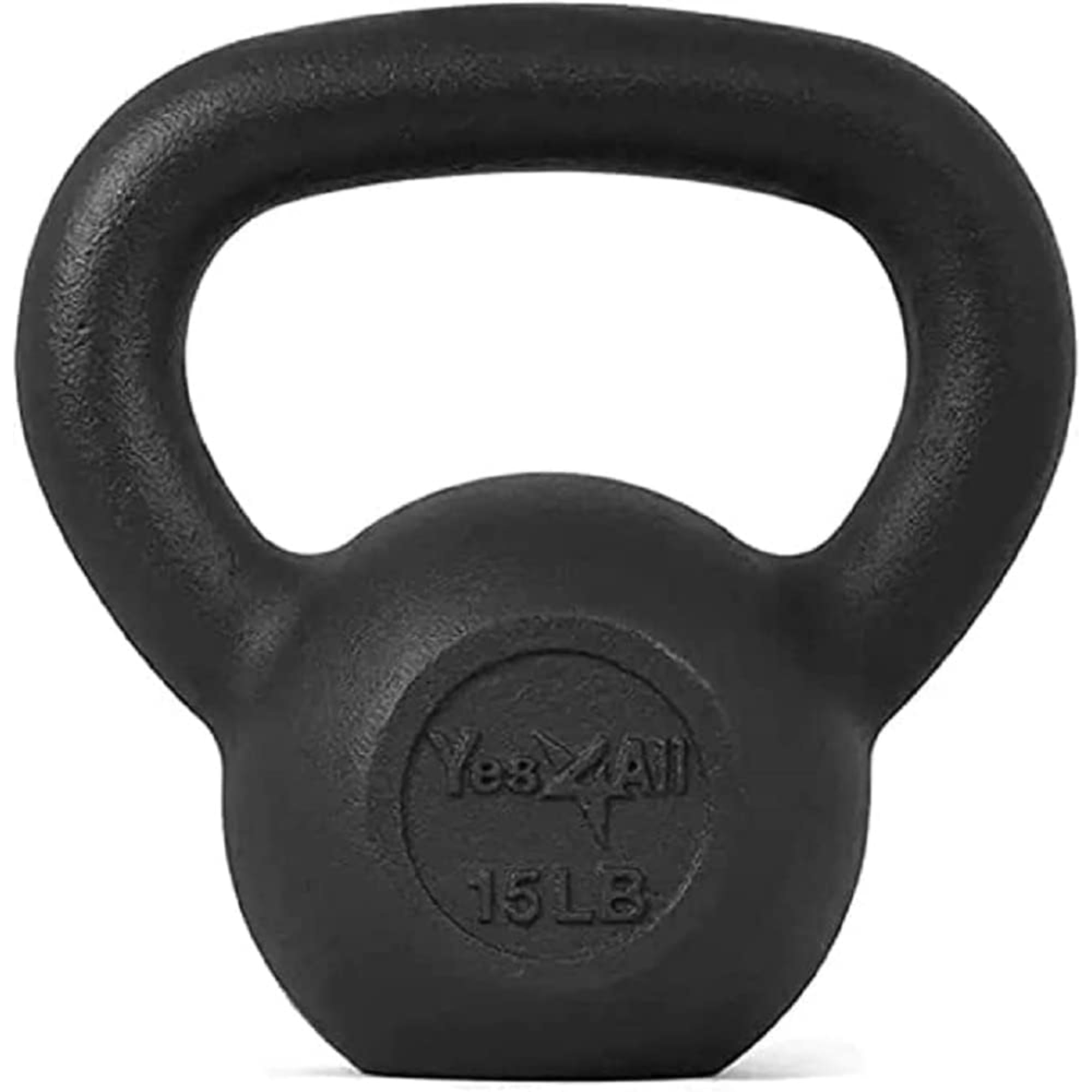 Yes4All Solid Cast Iron Kettlebell Weights Set ��� Great for Full Body Workout and Strength Training ��� Kettlebell 15 lbs (Black)