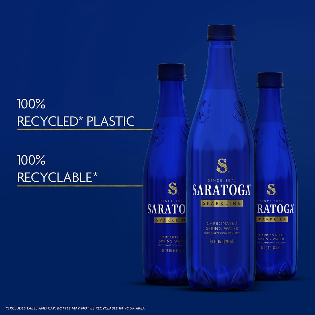 Saratoga Spring Water Bottles, 12 Pack – Still Bottled Water – Recycled PET Plastic Bottles – 28 Fl Oz