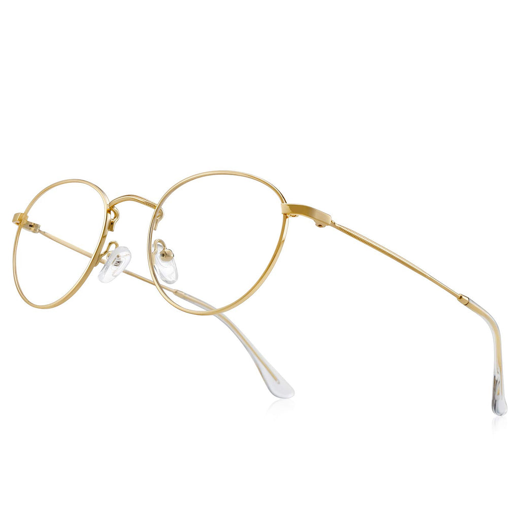 RB.Pilot Small Metal Round Reading Glasses for Women Men Classic Vintage Retro Shades Blue Light Blocking Computer Readers