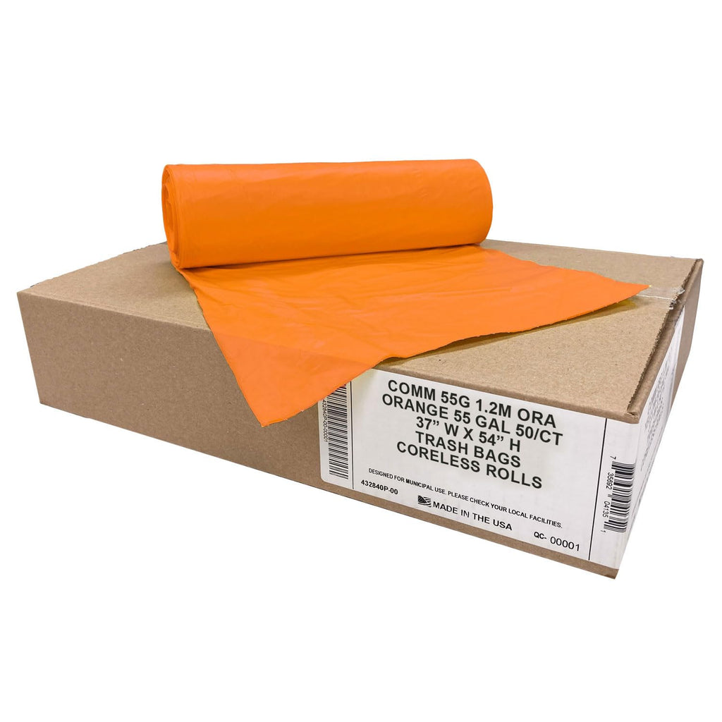 Ultrasac 55 Gal Orange Trash Bags, 1.5 MIL (EQ.), 37" x 54" (50 Pack)