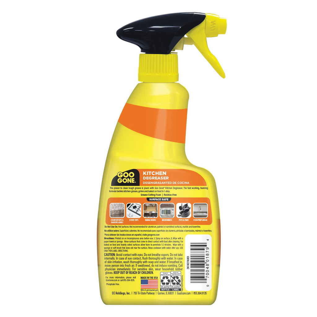 Goo Gone Foaming Kitchen Degreaser- Removes Baked-On Food, Grease, Splatter and Grime, 2 PACK 28 oz