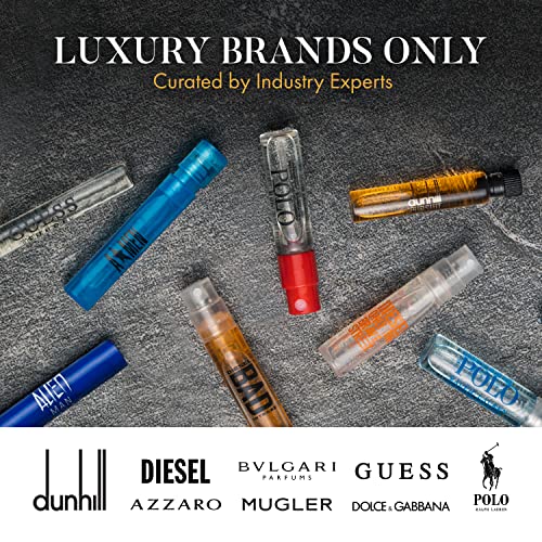 Infinite Scents Cologne Samples Pack Gift Set for Men: 12 Designer Fragrances + Pocket-Sized Pouch - Travel-Size