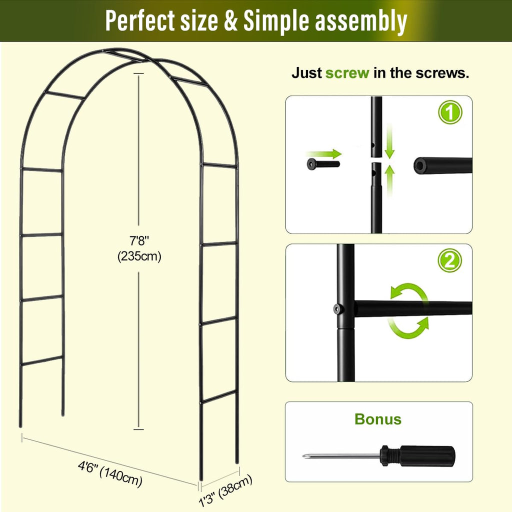 Garden Arch Galvanized Metal Rust-Proof Heavy Duty for Climbing Vines Roses