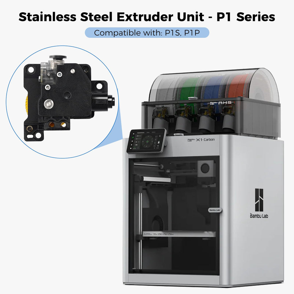 ENOMAKER Bamboo Lab P1 Extruder Unit for P1P,P1S 3D Printer,High-Extrusion Force Stainless Steel Dual Gear with Filament Break Detection,Anti-Slip Complete Toolhead Extruder Assembly Replacement Parts