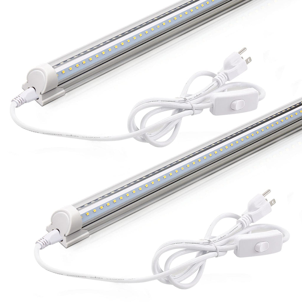 Barrina LED Shop Light 2FT, 20W 3000LM 6500K, T8 LED Light Fixture, Clear Cover, Ceiling and Utility Linkable Tube Lights for Room, Garage, Workbench, Warehouse, 2 Packs