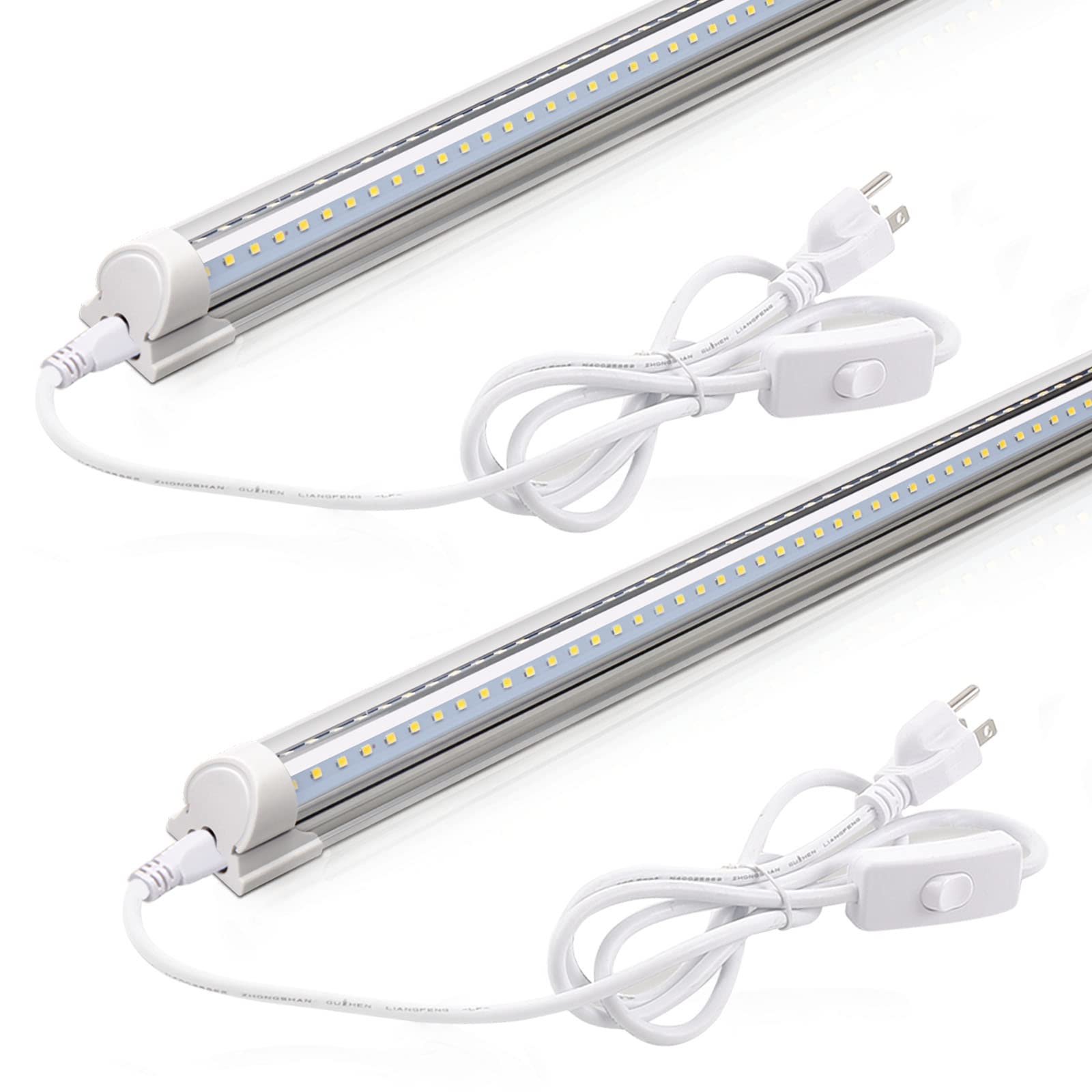 Barrina LED Shop Light 2FT, 20W 3000LM 6500K, T8 LED Light Fixture, Clear Cover, Ceiling and Utility Linkable Tube Lights for Room, Garage, Workbench, Warehouse, 2 Packs