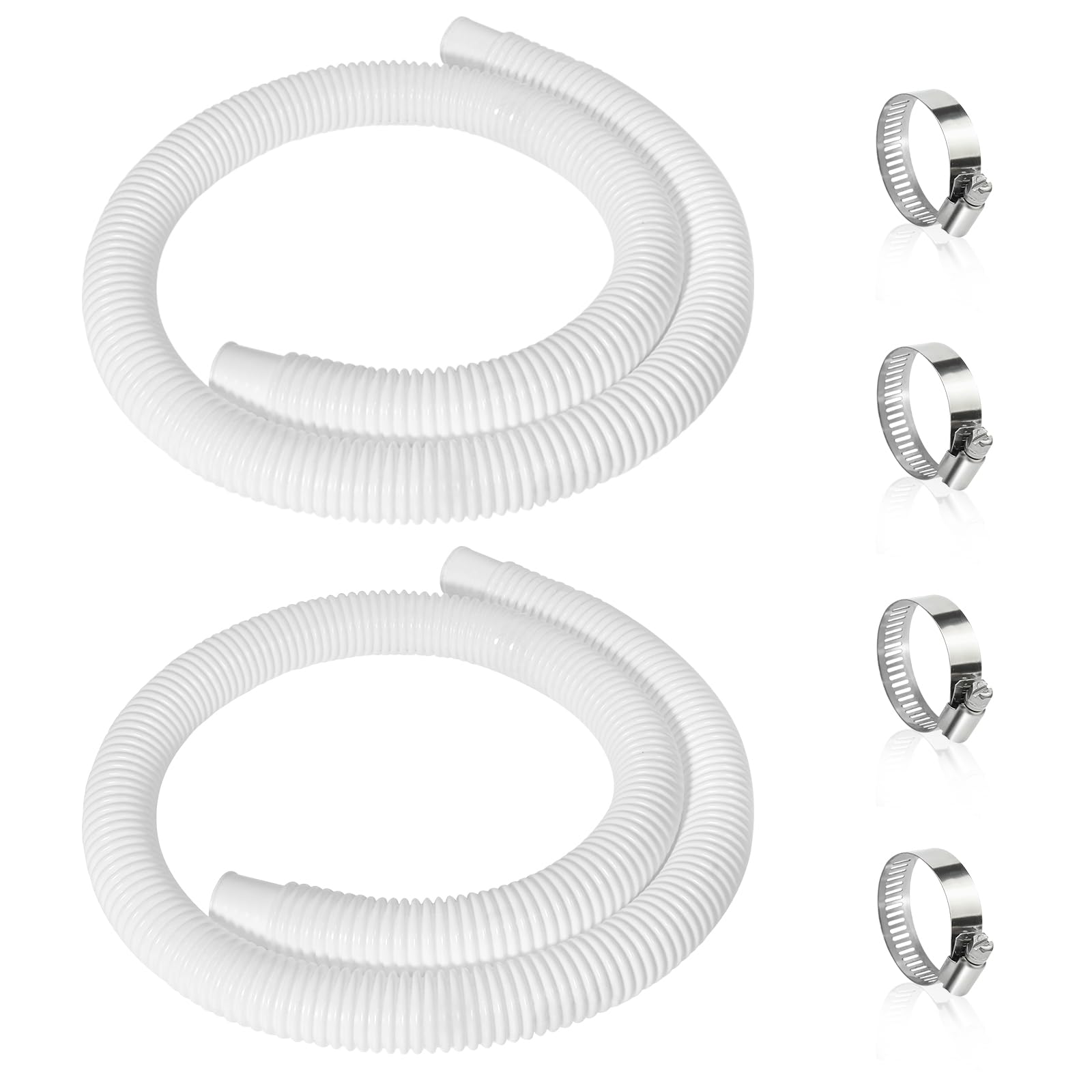 2 Pcs 1.25" Pool Hose, 59" Long Accessory Pool Pump Replacement Hoses, Compatible with All Above Ground Pool Filter Pumps that Use 1 1/4 Diameter Hoses