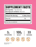 BulkSupplements.com Mannitol Powder - Mannitol Sweetener, Sugar Substitute, Mannitol Supplement, Natural & Gluten Free, 3g per Servings, 100g (3.5 oz) (Pack of 1)