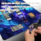 Premium Board Game 24x14in MTG Playmat Compatible for OCG CCG RPG TCG Playmat (Blue The Wolf)