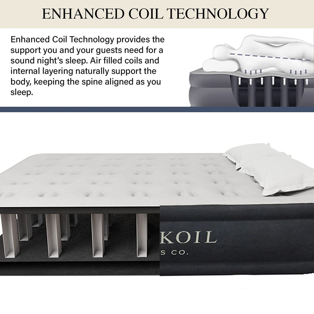 King Koil Luxury Queen Size Air Mattress with Built-in High-Speed Pump, 20" Adjustable Double High Premium Pillow Top Inflatable Airbed for Guests, Camping & Home (Manufacturer Warranty)