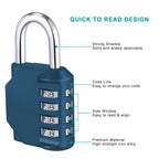 ZHEGE Combination Locker Locks, Resettable 4 Digit Padlock for Locker Keyless, Gym Locks for, School, Gate, Door, Hasp Storage, Fence, Toolbox, Case, Outdoor Use Weatherproof (Peacock Blue, 2 Pack)