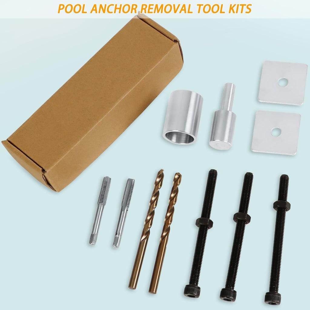UYEDUJZ Pool Anchor Removal Tool Kit 12 Set, Pool Safety Cover Anchors Replacement Tools Kit, Swimming Pool Cover Brass Anchor Rethreading Removing and Reinstalling Tool