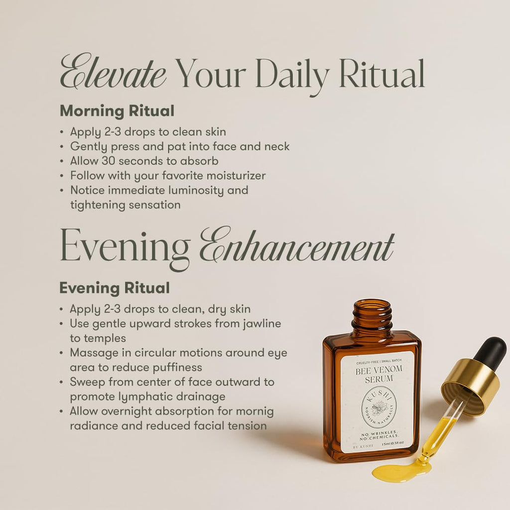 KUSHI Bee Venom Serum – Hydrating & Firming Face Serum for Radiant, Youthful-Looking Skin – Cruelty-Free, No Parabens or Sulfates – 15ml