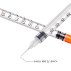 Neeiotm U-100 1ml 31G 5/16" Syringes, Individually Wrapped, 30 Pack