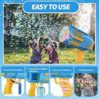 Bubble Machine Automatic Bubble Gun with Bubble Refill Solution, Bubbles Kids Toys for Girls Boys 3 4 5 6 7 8 9 10 11 12 Years Old, Summer Fun Outdoor Toy Birthday Party Favors(No Dip)