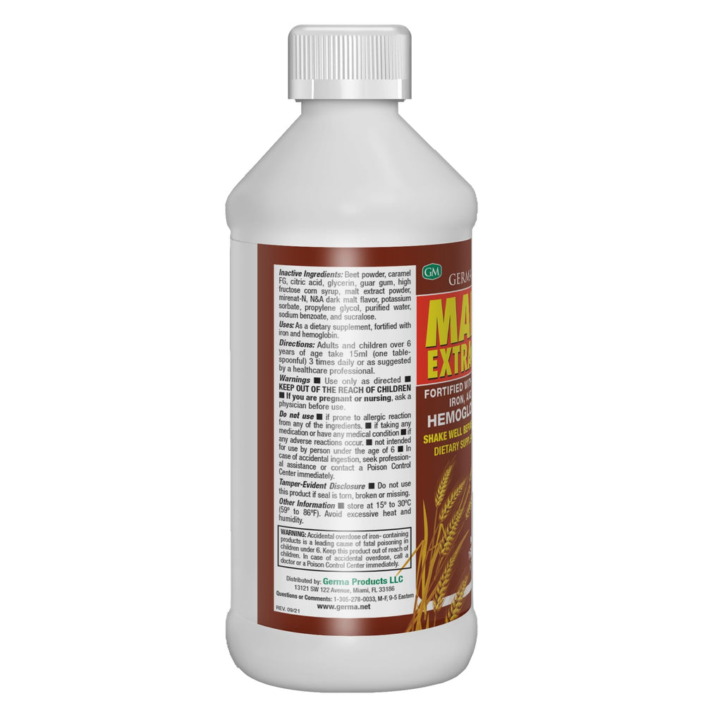 Germa Malt Extract (Extracto de Malta) – Liquid Dietary Supplement for Energy & Vitality – Rich in B-Vitamins & Essential Minerals – Traditional Nutritional Support – 16 fl oz