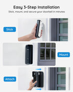 BOIFUN Video Doorbell Camera Wireless – No Subscription Required, 2K HD, 166° Wide View, HDR Night Vision, Motion Alerts, Two‑Way Audio & Battery Video Doorbell with Chime, 2.4 GHz Wi‑Fi Only