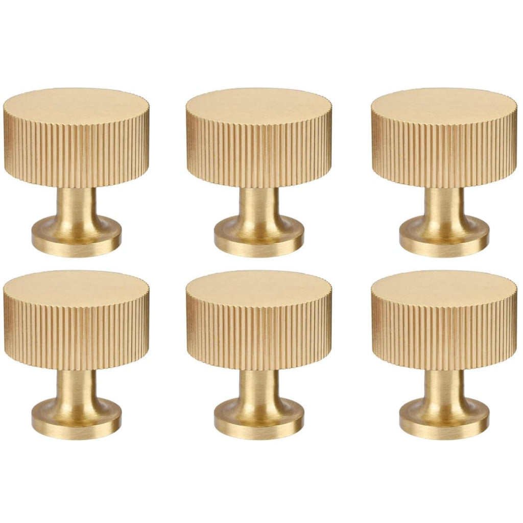 RZDEAL 6pcs Solid Brass Cabinet Knobs Pulls Cabinet Drawer Dresser Gold Knobs Modern Handles (1"x1"/25mmx25mm),Brushed Brass Finish