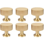 RZDEAL 6pcs Solid Brass Cabinet Knobs Pulls Cabinet Drawer Dresser Gold Knobs Modern Handles (1"x1"/25mmx25mm),Brushed Brass Finish