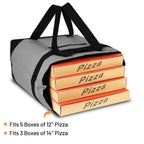 CIVJET Insulated Reusable Tote Bag for Grocery Shopping for Women/Men, Pizza/Food Delivery Bag to Keep Food Cold/Hot for Professional Catering, Cooler bags for Travel/Beach/Picnic, Grey, 3-Pack