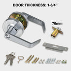 HISAFE Storeroom Door Handle Heavy Duty Grade 2 Commercial Door Locks, Non-Handed, UL 3 Hour Fire Rated, ADA Compliant, Satin Chrome Finish 26D, 2-3/4''Backset, X-XG-ST-70