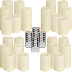YOROXRG Set of 24 Waterproof Outdoor Flameless Candles, LED Candles with 4 Remote and Timer,(H 4" 5" 6" x D 2.2"),for Halloween Wedding Festiv