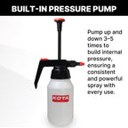KOTA 1 L Adjustable Hand Pump Pressure Sprayer, Heavy-Duty Multipurpose Bottle for Automotive Solvents, Surface Prep & Car Detailing, Chemical-Resistant PE Construction, Adjustable Spray Pattern 6990