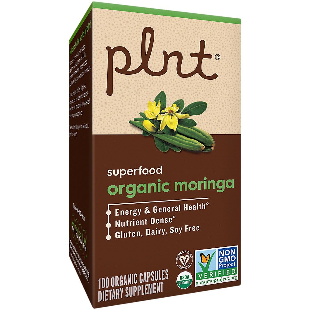 Organic Moringa a" Superfood for Energy Support a" 1,000 MG (100 Capsules)