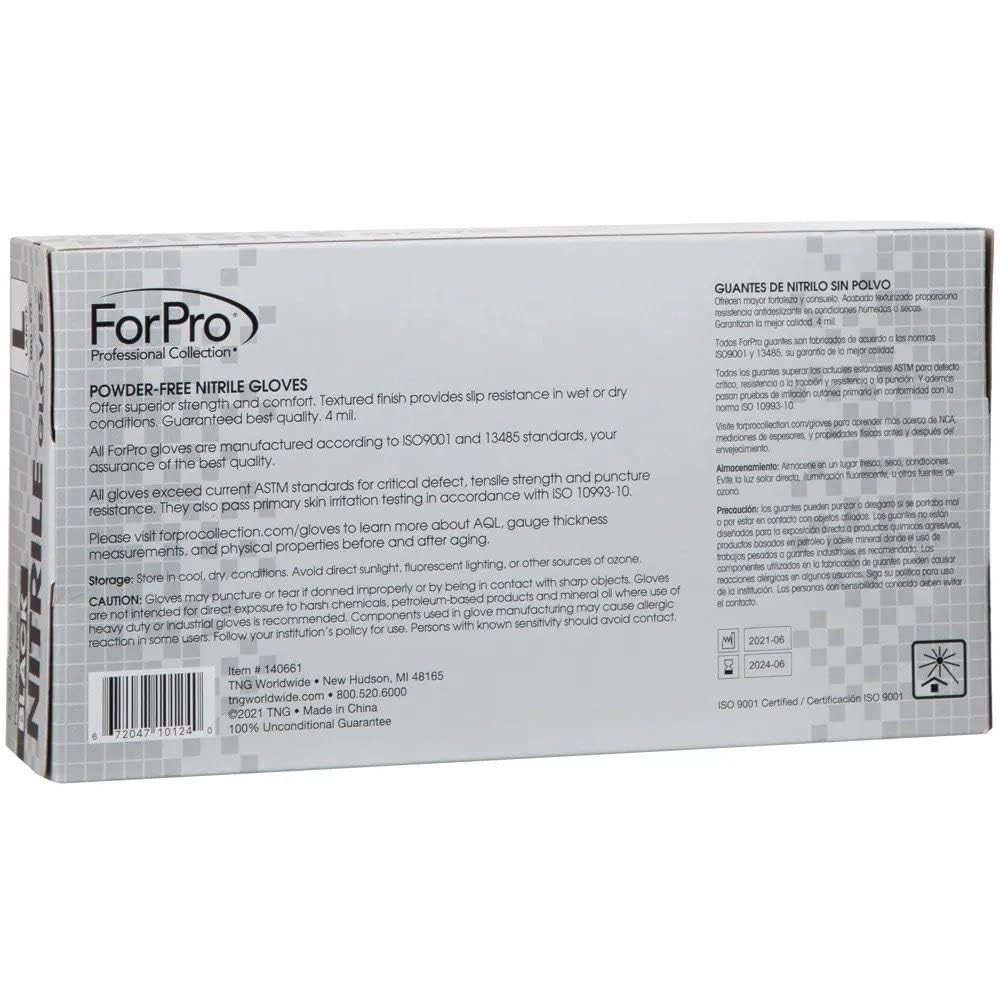 ForPro Professional Collection Disposable Nitrile Gloves, Chemical Resistant, Powder-Free, Latex-Free, Non-Sterile, Food Safe, 4 Mil, Black, Large, 1000-Count