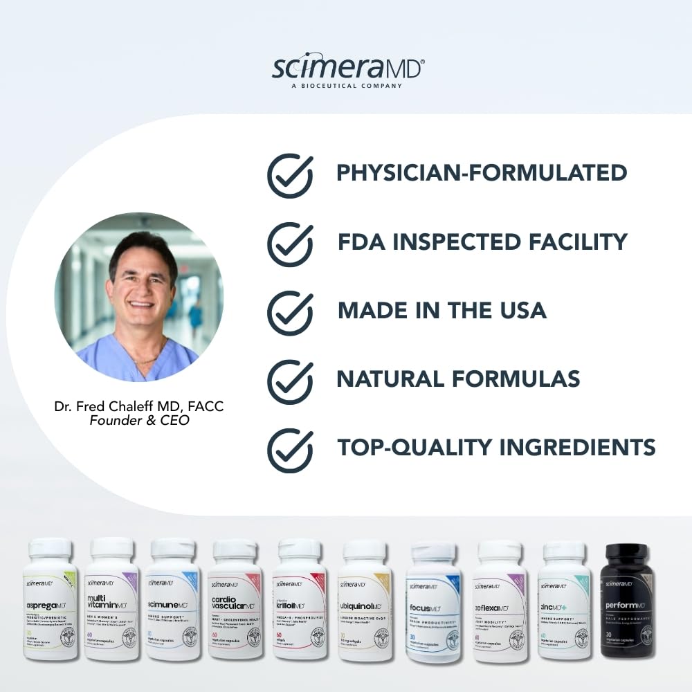 ScimeraMD® Scimune Immune Support Supplement with Zinc, Quercetin, Vitamin C, Echinacea & Wellmune® Beta Glucan, 30 Capsules