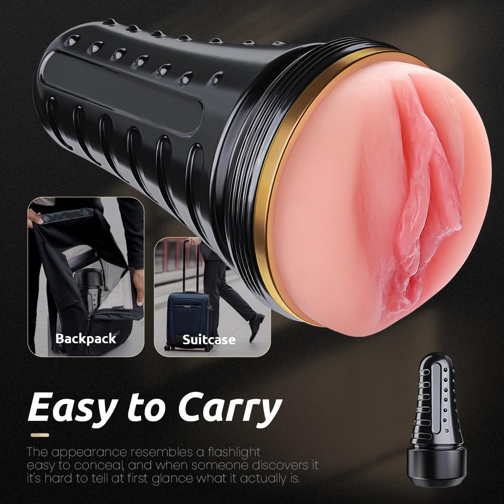 Male Masturbator,Kingdemer Realistic Pocket Pussy Vagina Textured with 7.5in Depth Lifelike Soft and Fleshy Texture,Penis Training Masturbators Sex Machine Toy for Men