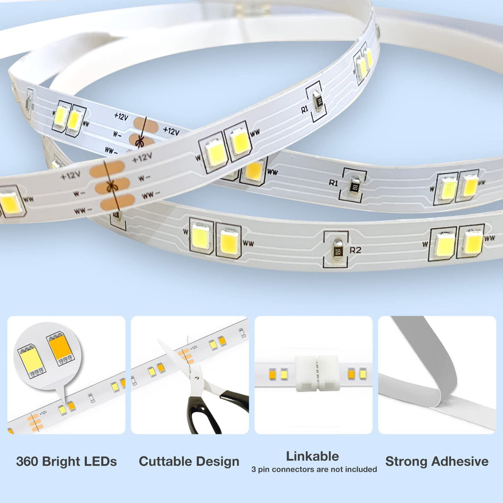 DAYBETTER 8 PCS Under Cabinet Lighting Kit, Bright Under Cabinet Lights, Flexible Led Strip Lights with Remote, for Kitchen Cabinets Shelf Desk Counter, 2700K-6500K Warm to Daylight White, 13.2ft