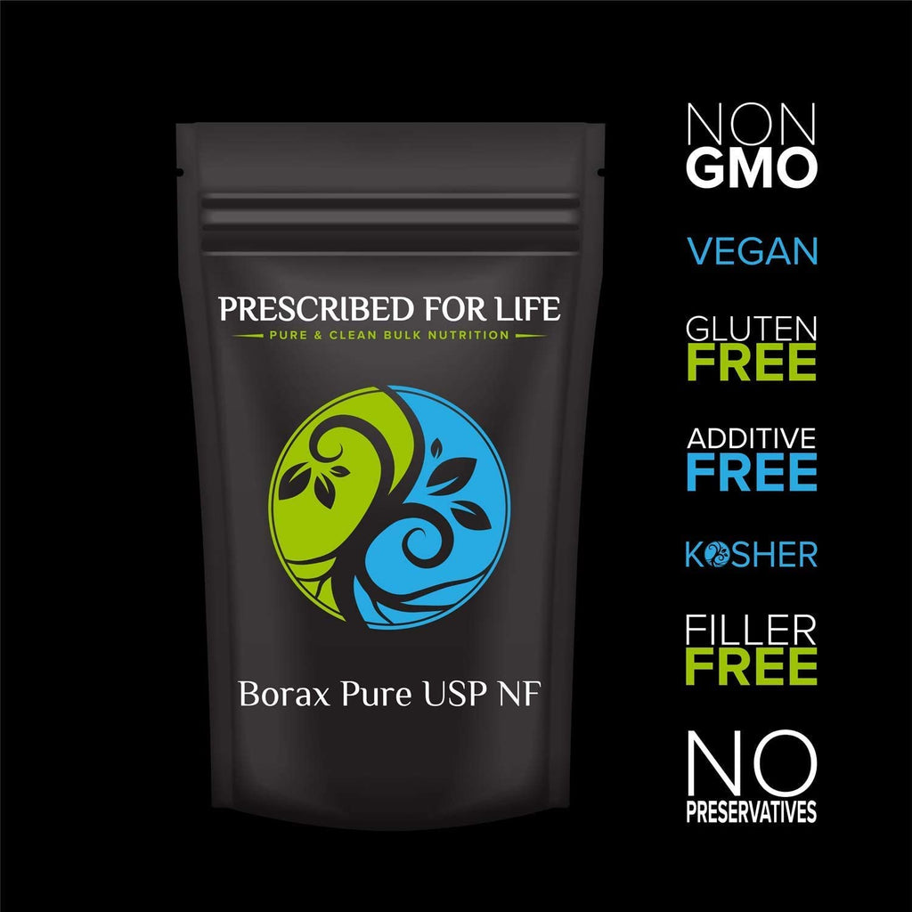 Prescribed for Life Borax Powder, Pure USP NF Grade All Natural Sodium Borate Powder, Household Laundry Booster, Slime Activator & Multipurpose Cleaning Powder (12oz / 340g)