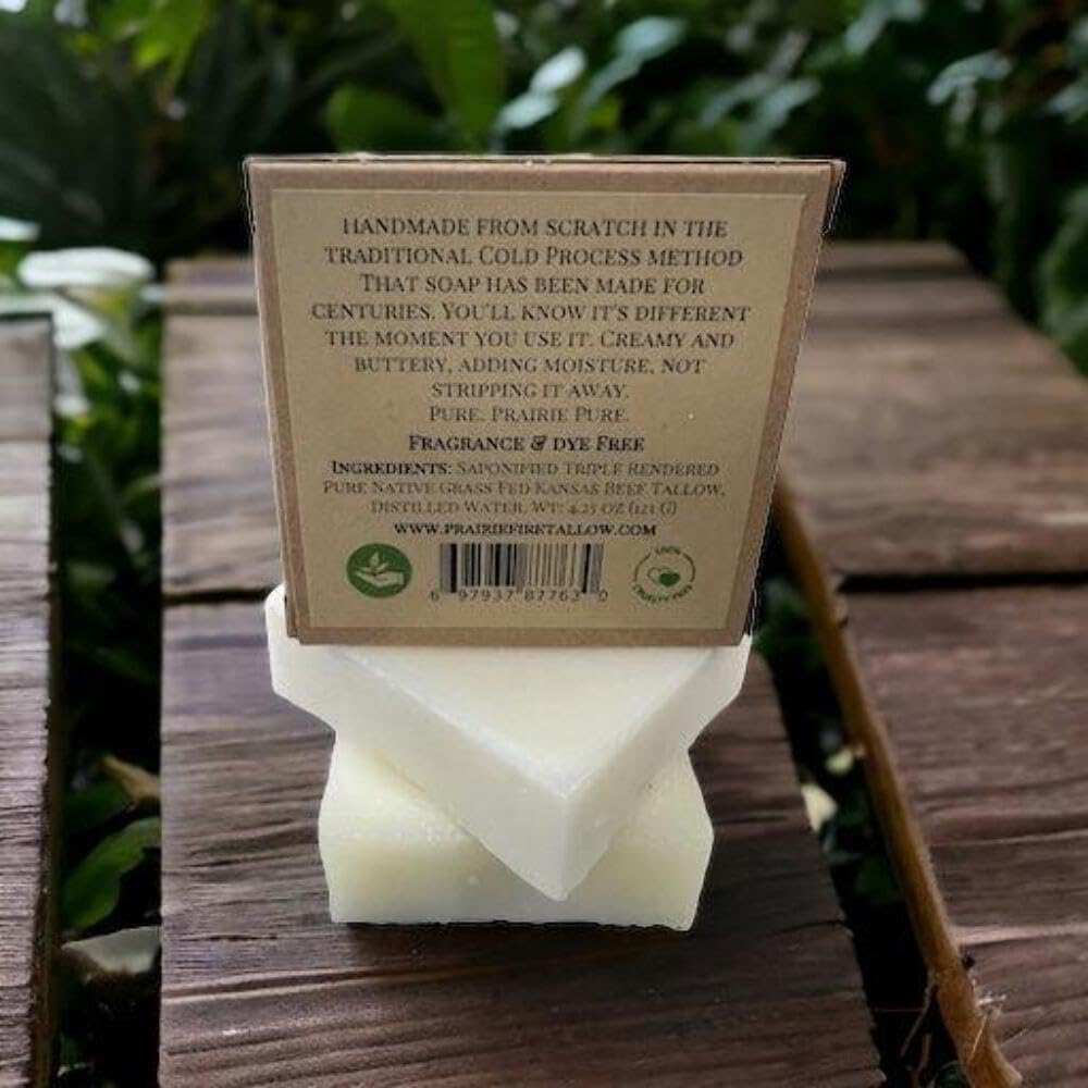 Pure Beef Tallow Soap Bar, (3 Pack) Grass Fed and Finished - Face, Body and Hair - Cleans, Moisturizes, Soothes, and Hydrates. Natural and Organic Frankincense