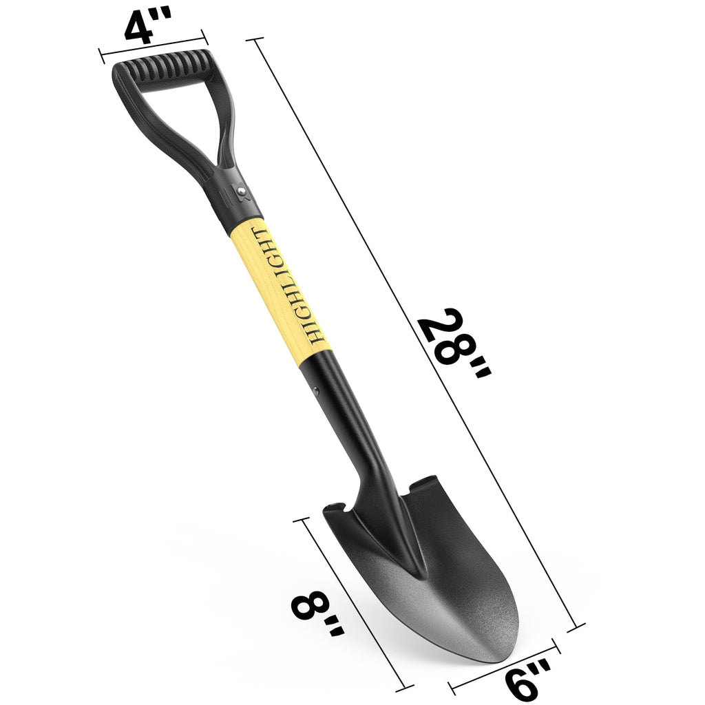HIGHLIGHT Small Kids Shovel for Digging, 28Inch Wooden D Grip Round