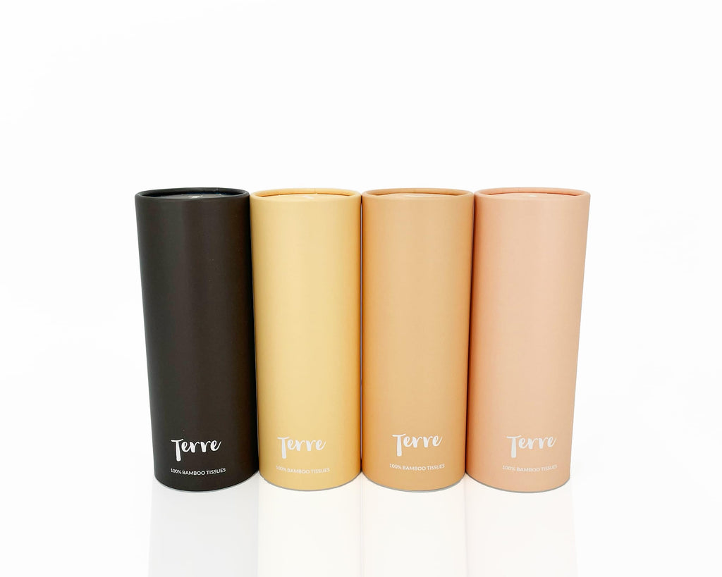 Terre Bamboo Car Cylinder Tissues, 3-Ply, Unbleached, Refillable, 4 Pack (200 Sheets Total), FSC-Certified, Car Tissue Holder with Facial Tissues, Tree-Free, Eco-Friendly, Strong & Sustainable