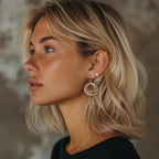 SPUNKYsoul 3 Circle Earrings for Women - Handmade, Lightweight 2-Inch Dangle - Bohemian Earrings - Trendy, Vintage, Unique Jewelry - Ideal for Weddings & Gifting - 3-toned(Gold, Silver, Copper)