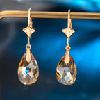 EVEVIC Austrian Crystal Teardrop Leverback Drop Earrings for Women