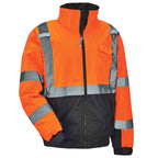 Ergodyne unisex adult High Visibility Reflective Winter Bomber Jacket, Quilted Insulation Black Bottom ANSI Compliant Class 3 Type R, Orange, 4X-Large US