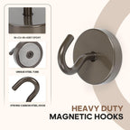 Neosmuk Magnetic Hooks Steel Tube Design for Cruise,130lb+ Grey,6 Pack