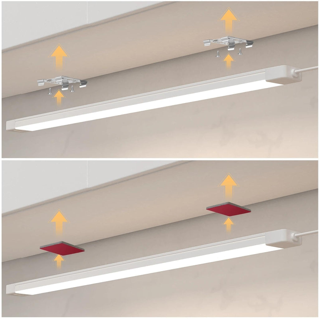 2Pcs 24 Inch Under Cabinet Lights with Hand Wave, Under Counter Lighting 5000K Cold White,Dimmable,Plug and Play,LED Lights for Kitchen Cabinet, Cupboard, Closet, Desk
