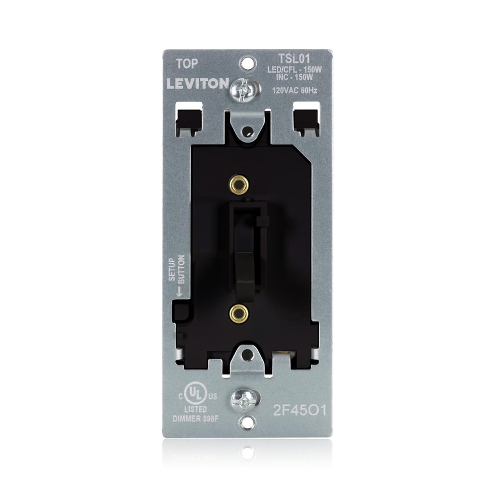 Leviton Toggle Slide LED Advanced Dimmer Switch for 150W Dimmable LED, Halogen and Incandescent Bulbs and Fixtures, TSL01-10E, Black